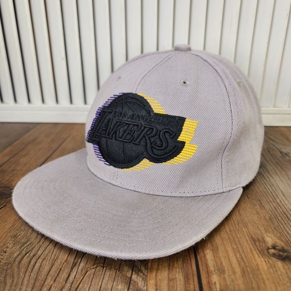 Los Angeles Lakers Mitchell & Ness Storm Front Snapback Hat Gray NBA Cap Sports